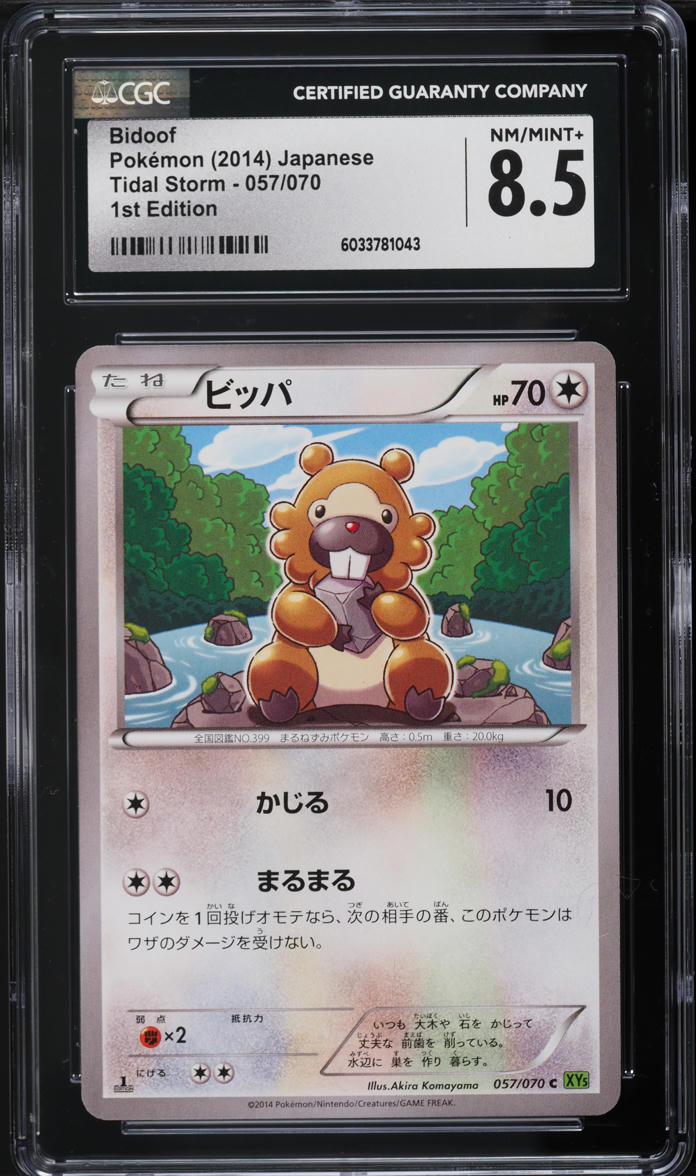 2014 Pokemon Japanese XY Tidal Storm 1st Edition Bidoof #57 CGC 8.5 NM-MT+