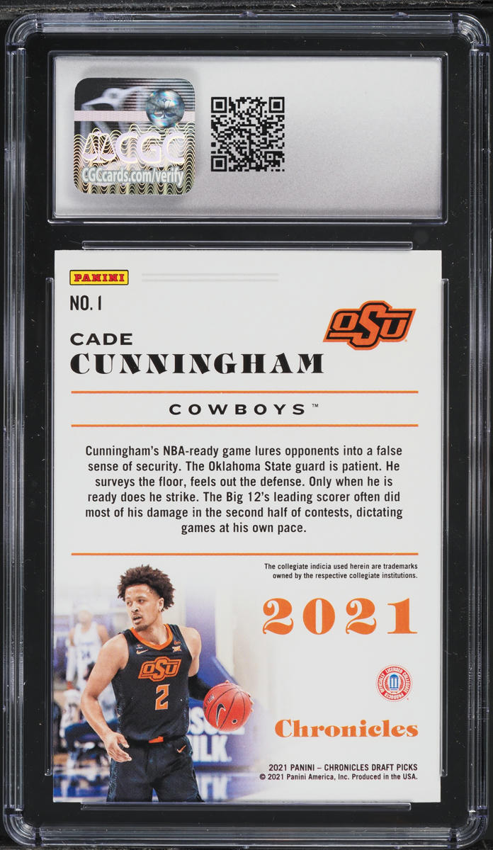 2021 Panini Chronicles Draft Picks Cade Cunningham ROOKIE #1 CGC 9 MINT