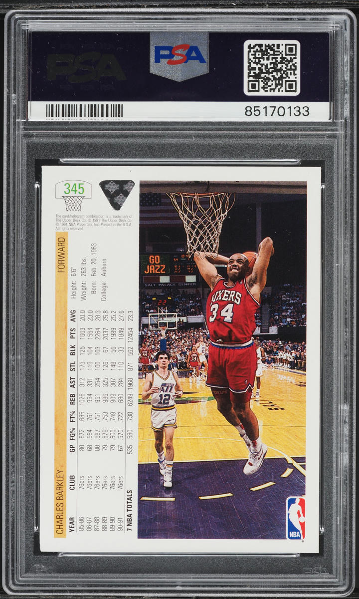 1991 Upper Deck Basketball Charles Barkley #345 PSA 5 EX