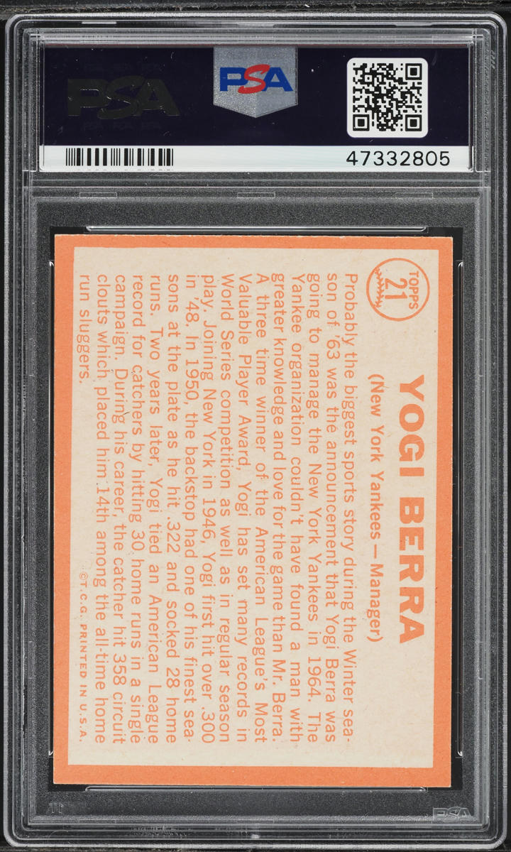1964 Topps Yogi Berra #21 PSA 8 NM-MT