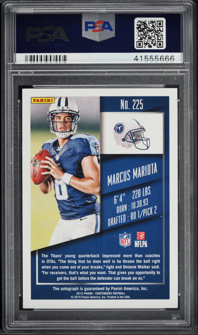 2015 Panini Contenders Marcus Mariota ROOKIE AUTO #225 PSA 9 MINT