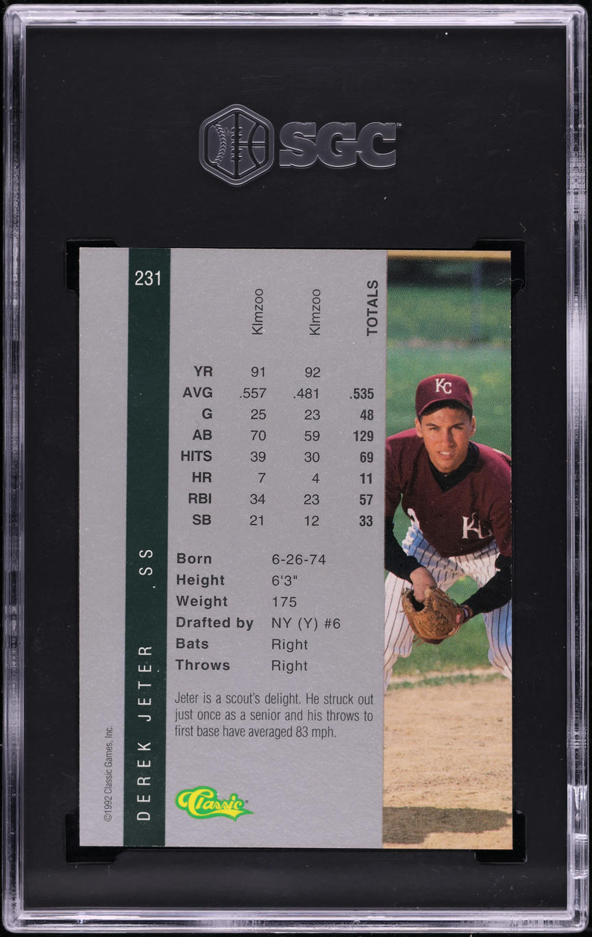 1992 Classic Four Sport Derek Jeter ROOKIE #231 SGC 8 NM-MT