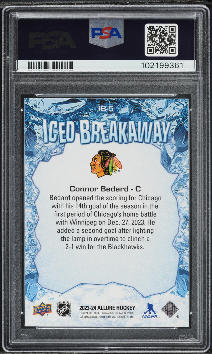 2023 Upper Deck Allure Iced Breakaway Connor Bedard ROOKIE #IB-5 PSA 10 GEM MINT