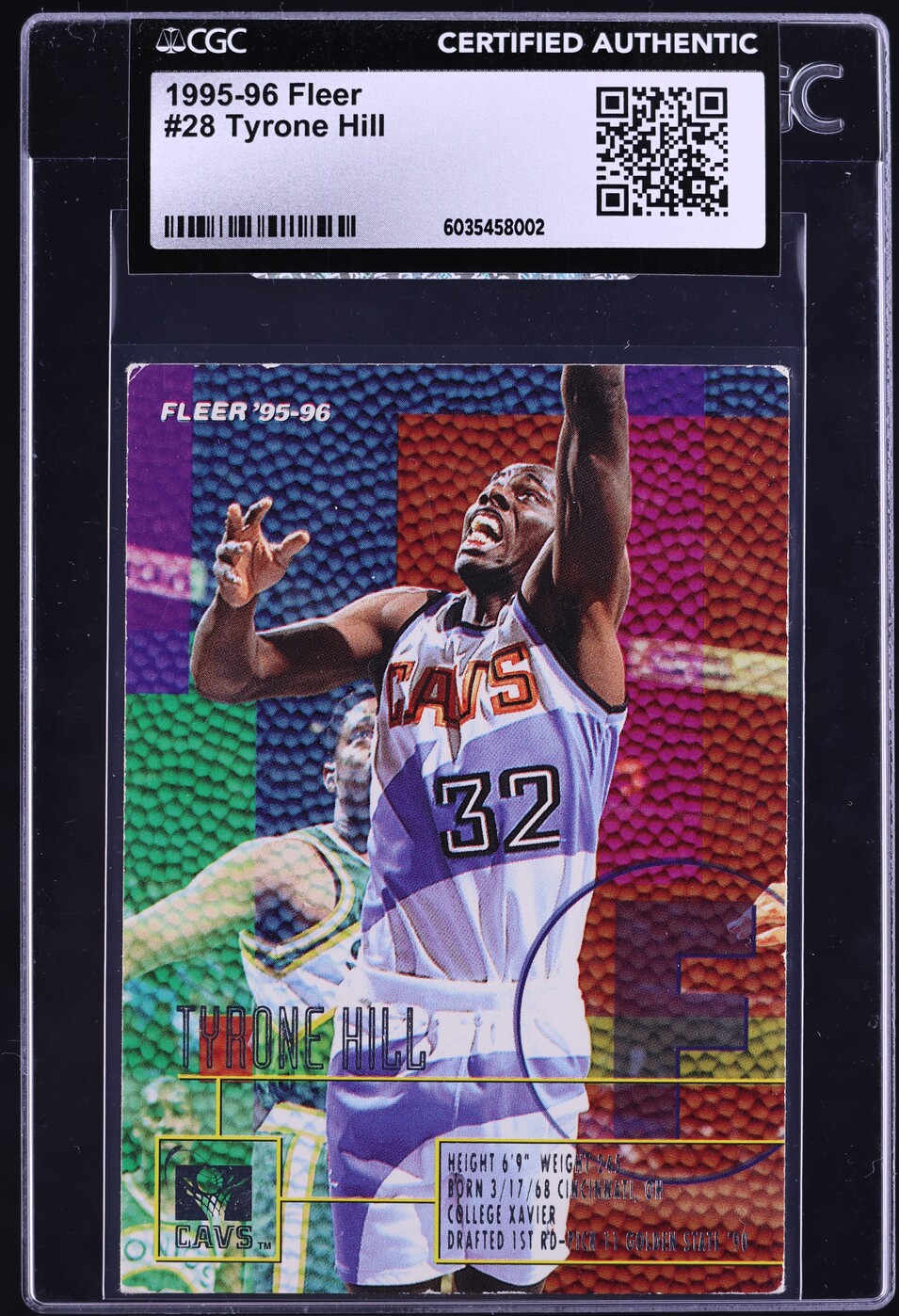 1995 Fleer Basketball Tyrone Hill #28 CGC AUTH