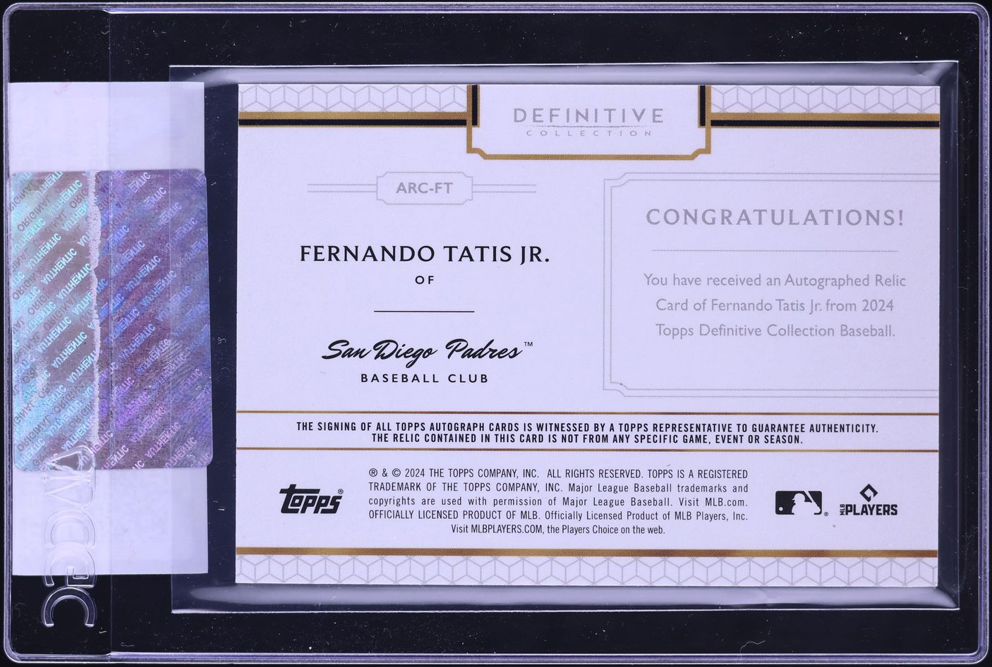 2024 Topps Definitive Collection Fernando Tatis Jr. PATCH AUTO /50 