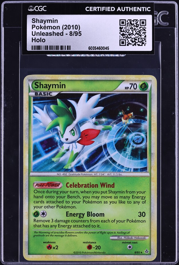 2010 Pokemon HeartGold & SoulSilver Unleashed Holo Shaymin #8 CGC AUTH