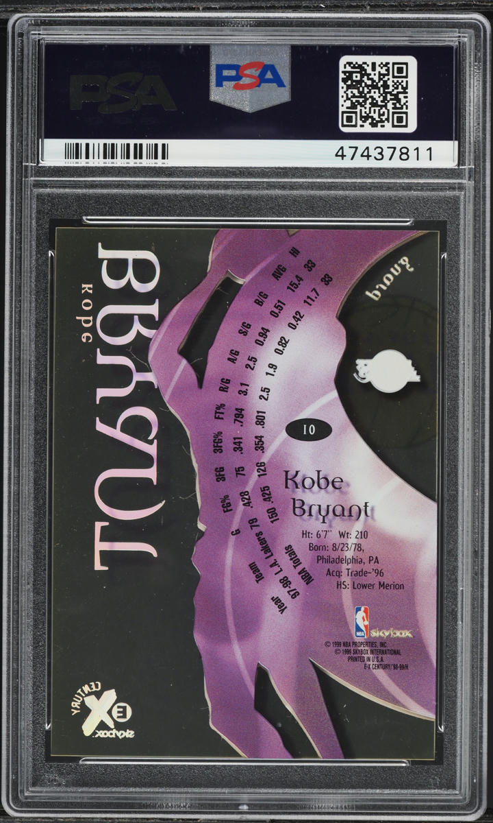 1998 Skybox E-X Century Kobe Bryant #10 PSA 9 MINT on Fanatics Collect