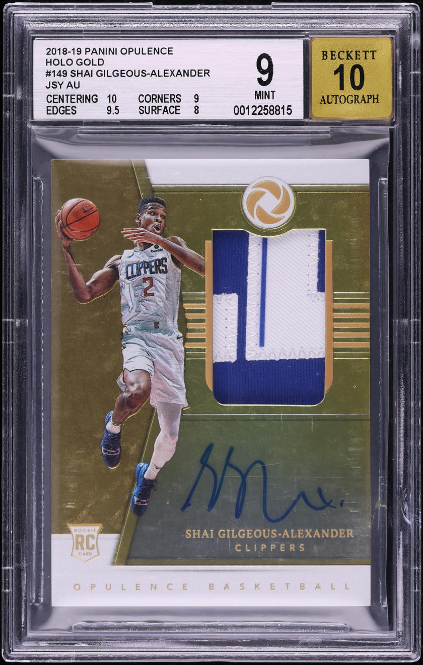 2018 Panini Opulence Gold Shai Gilgeous-Alexander RC PATCH AUTO /10 #149 BGS 9