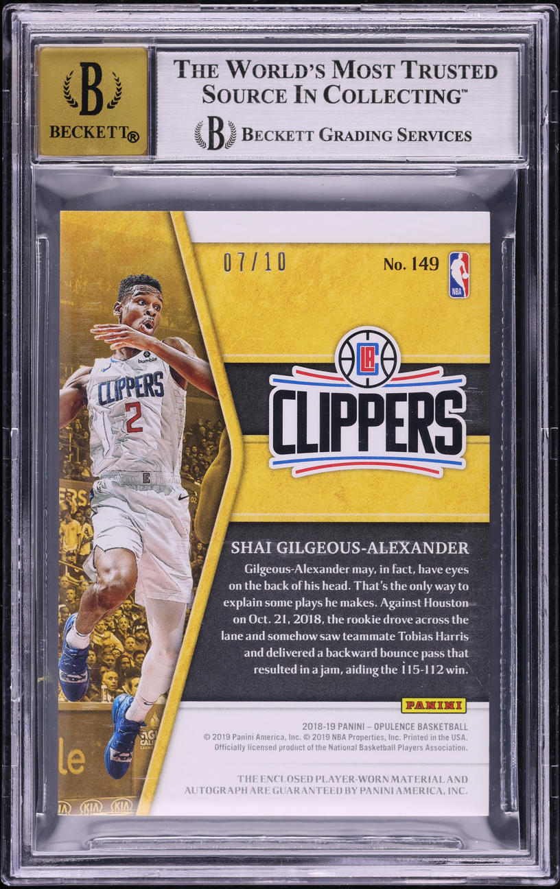 2018 Panini Opulence Gold Shai Gilgeous-Alexander RC PATCH AUTO /10 #149 BGS 9