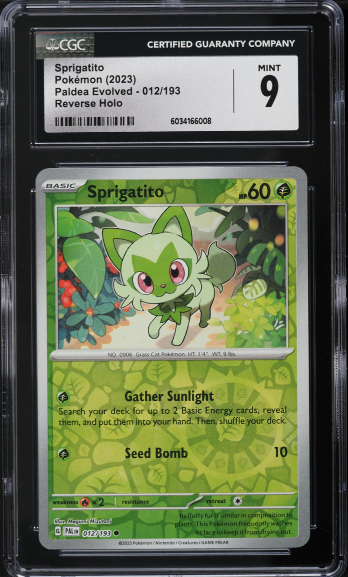 2023 Pokemon SV Paldea Evolved Reverse Holo Sprigatito #12 CGC 9 MINT