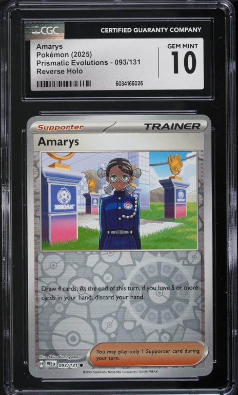 2025 Pokemon SV Prismatic Evolutions Reverse Holo Amarys #93 CGC 10 GEM MINT