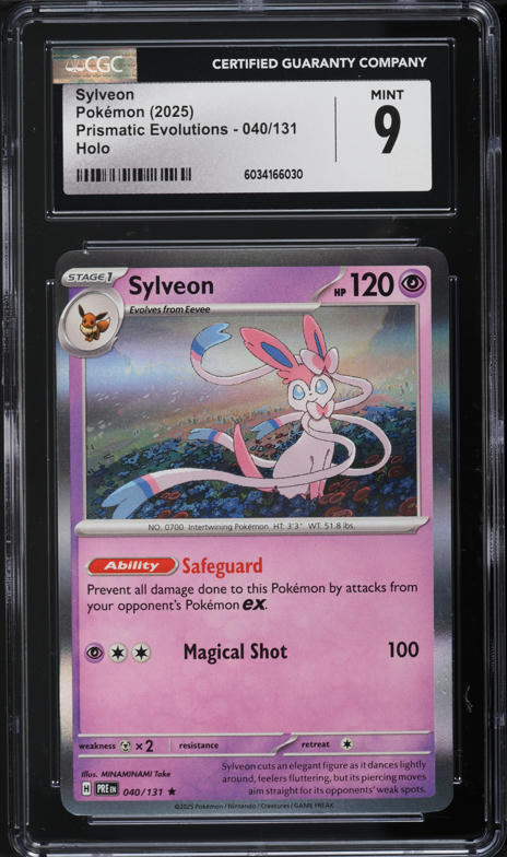 2025 Pokemon Scarlet & Violet Prismatic Evolutions Holo Sylveon #40 CGC 9 MINT