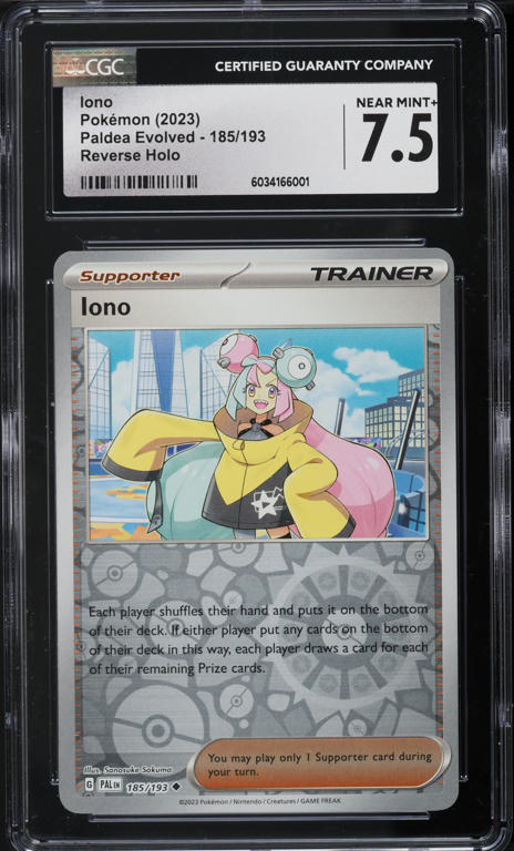 2023 Pokemon SV Paldea Evolved Reverse Holo Iono #185 CGC 7.5 NRMT+