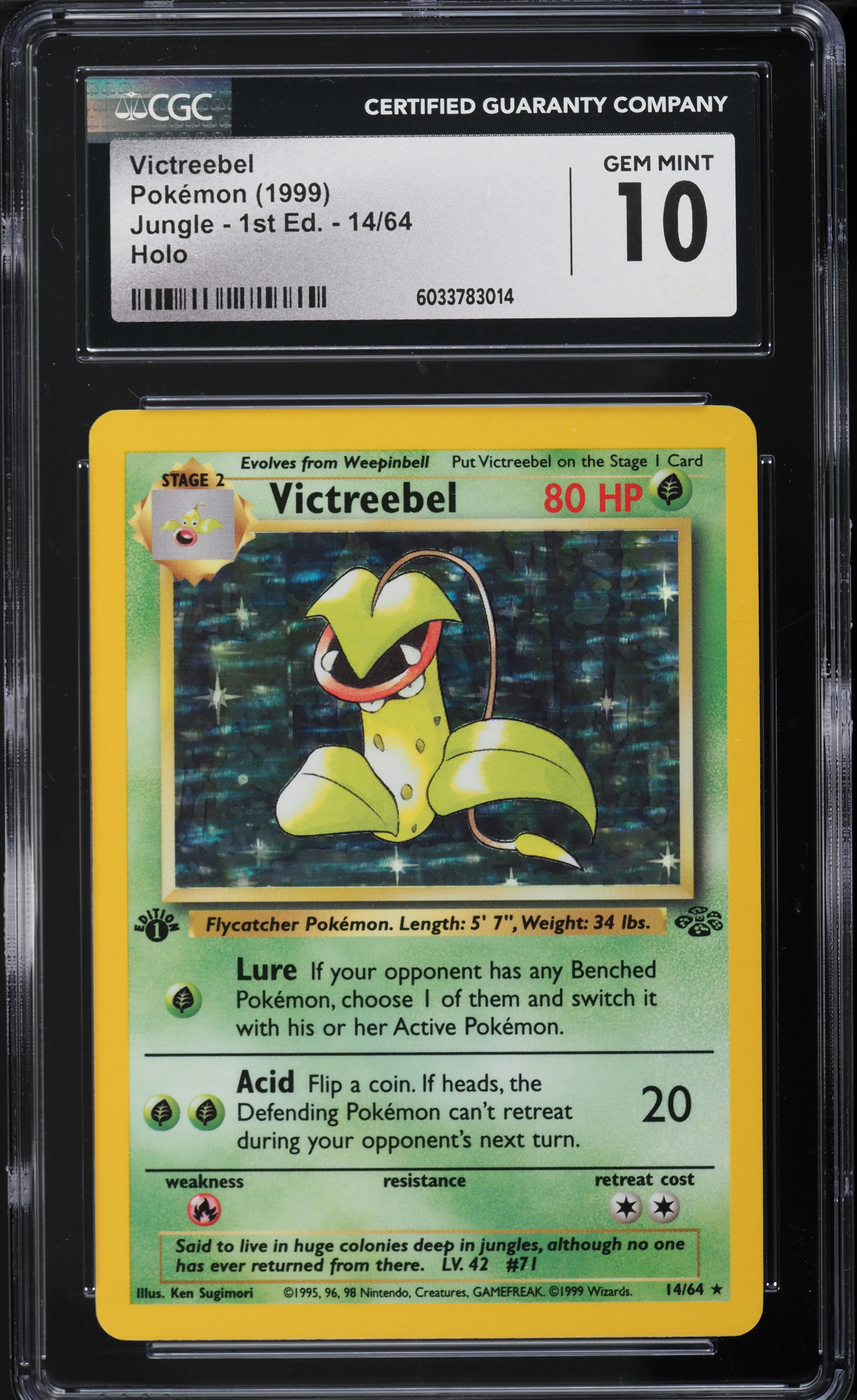 1999 Pokemon Jungle 1st Edition Holo Victreebel #14 CGC 10 GEM
