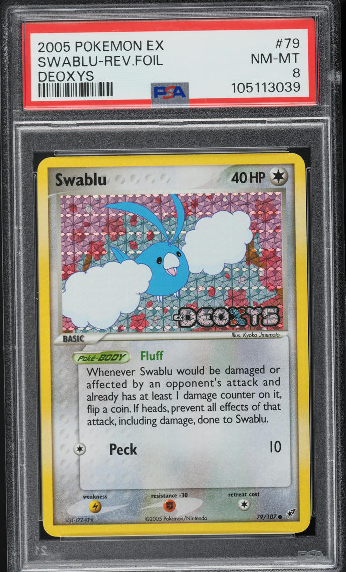 2005 Pokemon EX Deoxys Reverse Holo Swablu #79 PSA 8 NM-MT