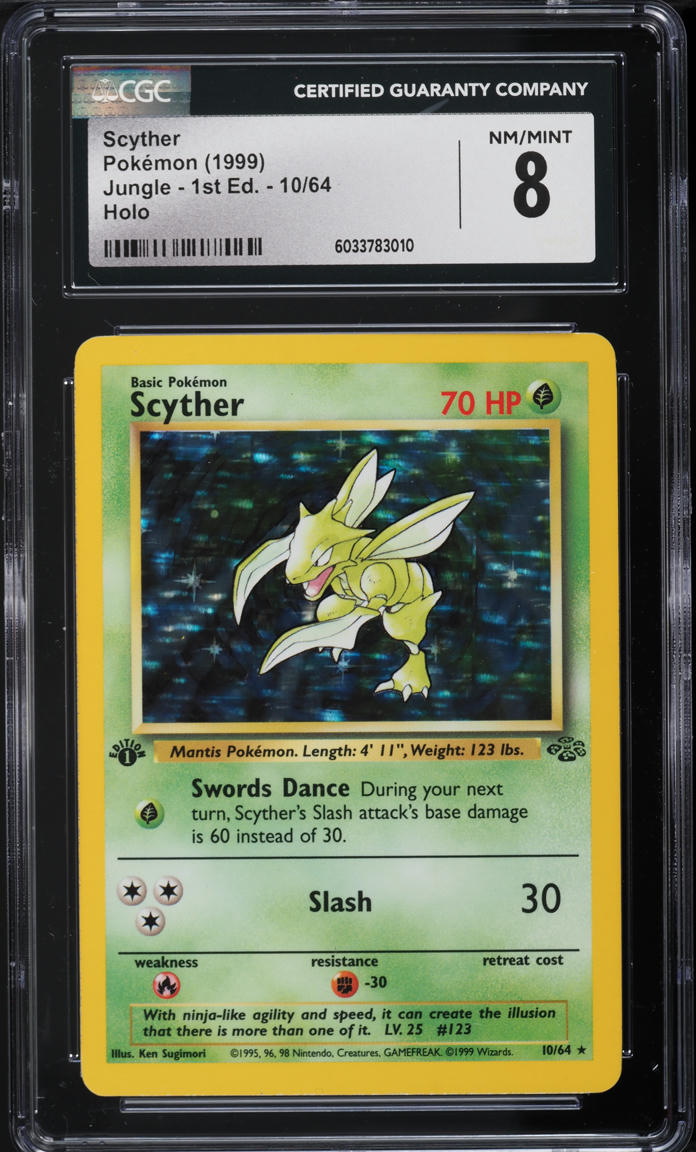 1999 Pokemon Jungle 1st Edition Holo Scyther #10 CGC 8 NM-MT