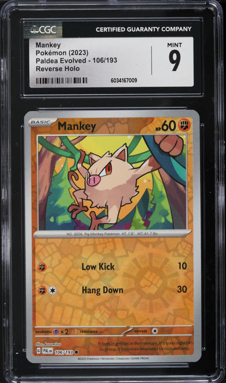 1999 Pokemon Portuguese Jungle 1st Edition Mankey #55 CGC 9.5 MINT+ on Fanatics Collect 1999 Pokemon Portuguese Jungle 1st Edition Mankey #55 CGC 9.5 MINT+ on Fanatics Collect