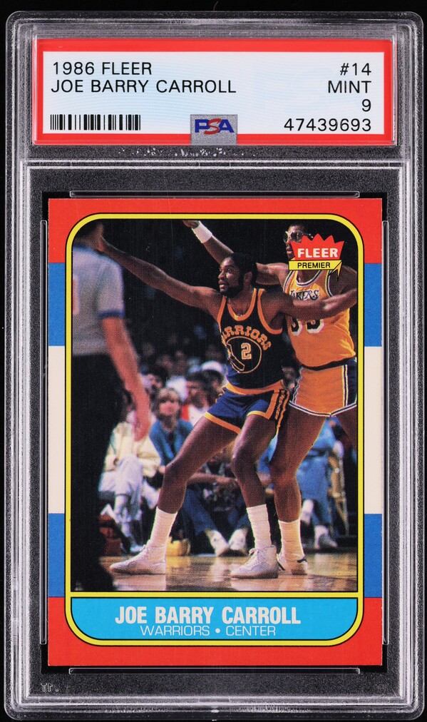 1986 Fleer Basketball Joe Barry Carroll #14 PSA 9 MINT
