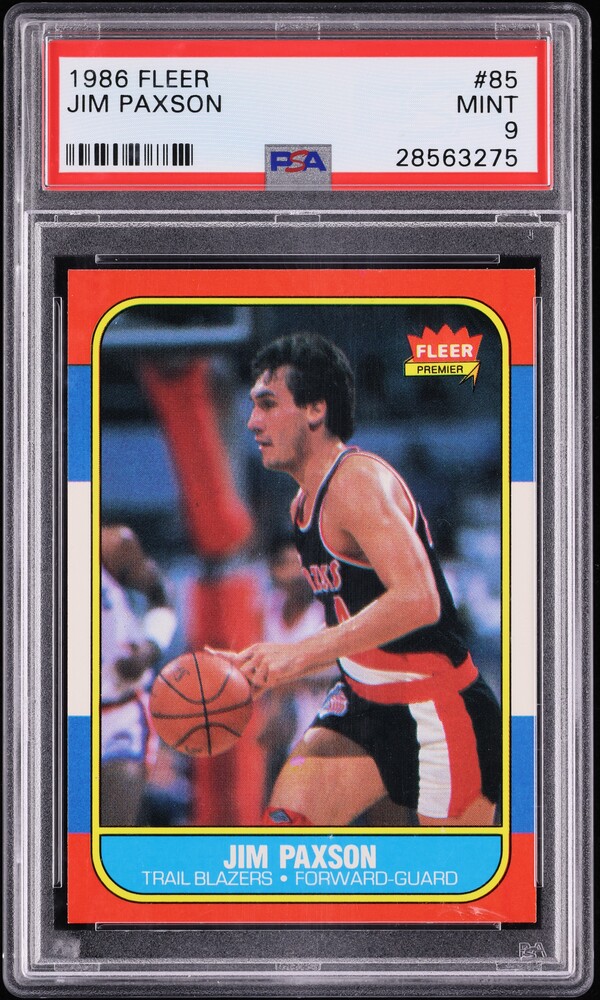 1986 Fleer Basketball Jim Paxson #85 PSA 9 MINT