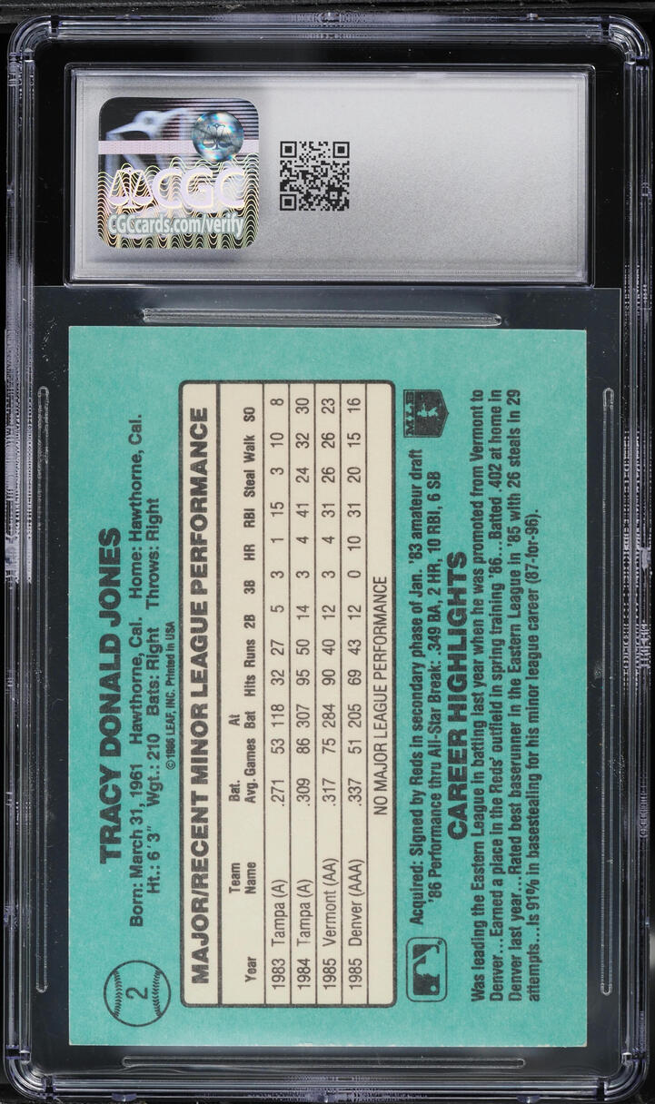 1986 Donruss The Rookies Tracy Jones ROOKIE #2 CGC 7 NRMT