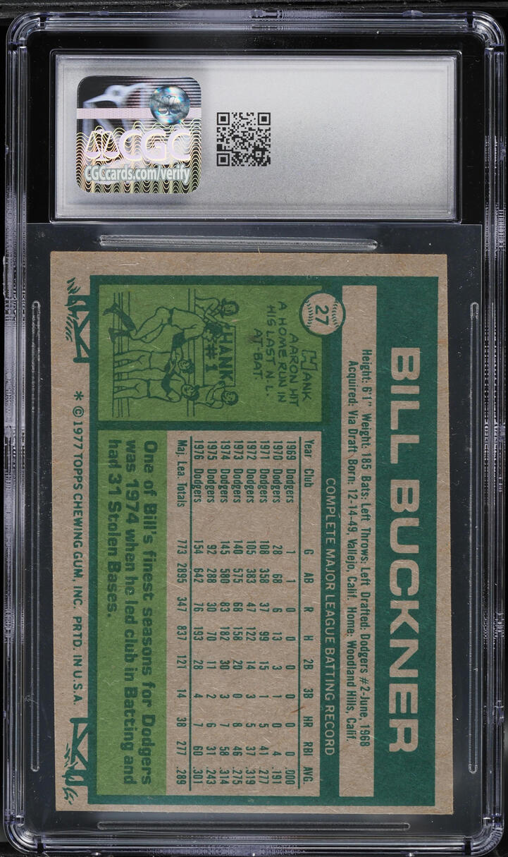 1977 Topps Bill Buckner #27 CGC 7 NRMT