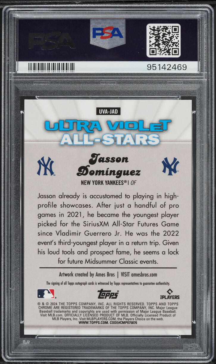 2024 Topps Chrome Ultraviolet All-Stars Black Jasson Dominguez AUTO /10 PSA 10