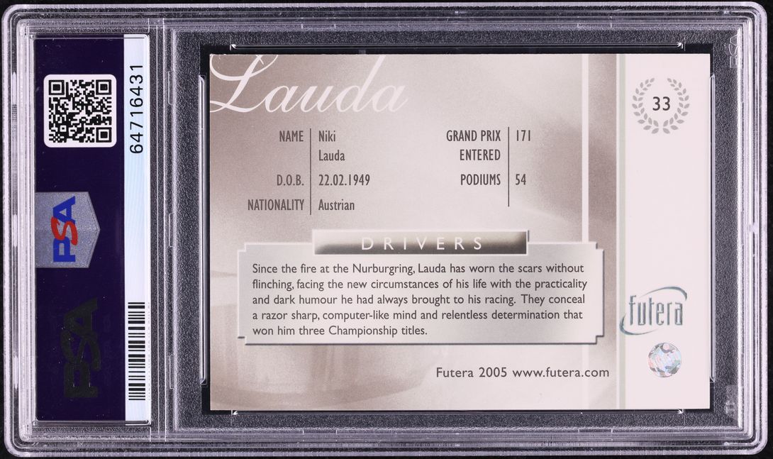 2005 Futera Grand Prix Niki Lauda #33 PSA 8 NM-MT on Fanatics Collect