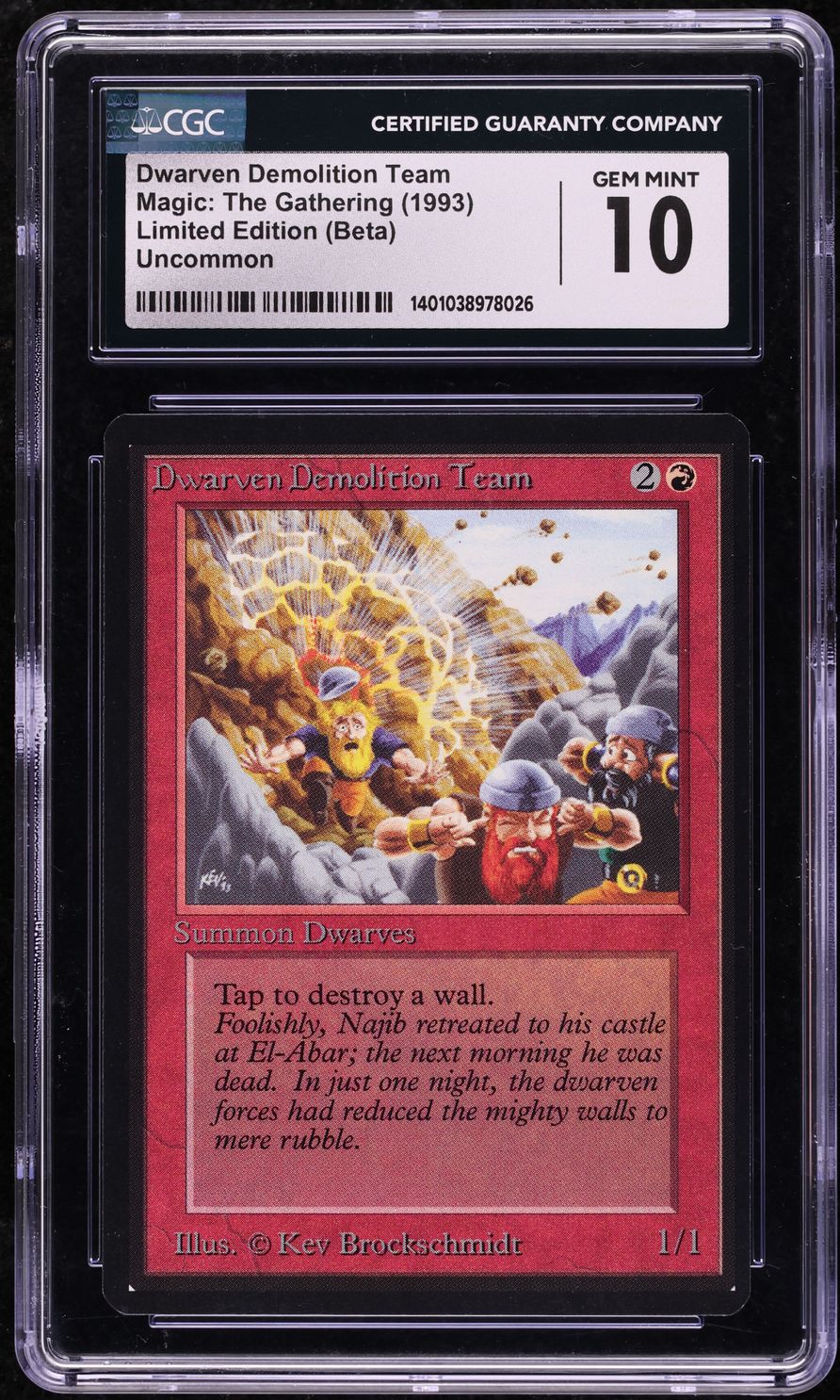 1993 Magic The Gathering MTG Beta Dwarven Demolition Team CGC 10 GEM MINT
