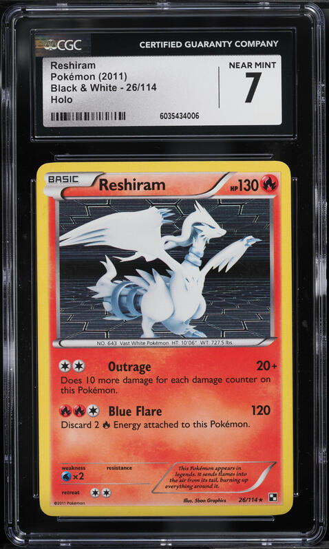 2011 Pokemon Black & White Holo Reshiram #26 CGC 5 EX on Fanatics Collect