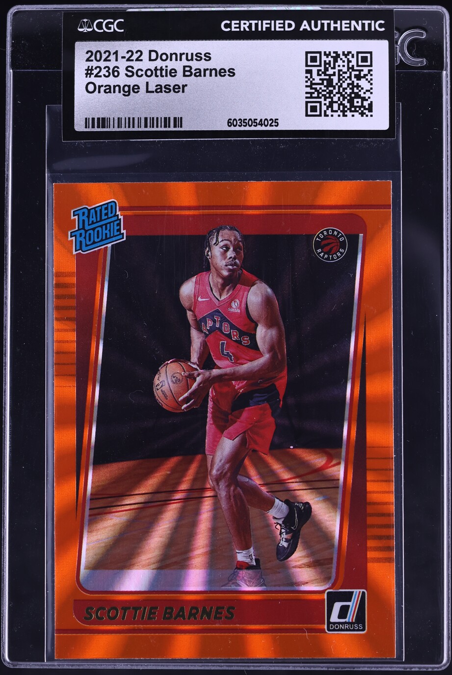 2021 Donruss Orange Laser Scottie Barnes ROOKIE #236 CGC AUTH