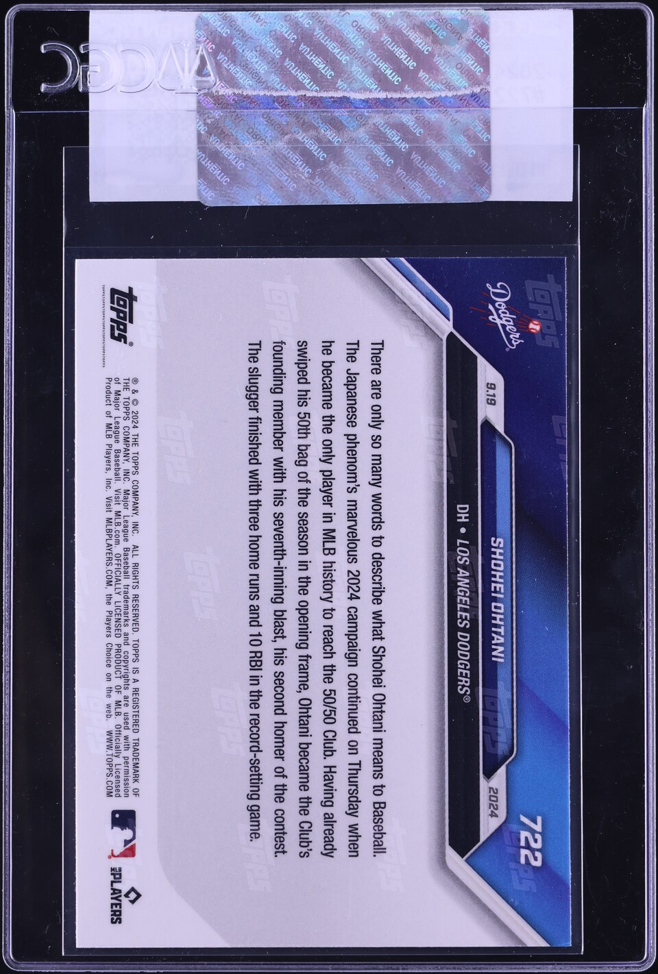 2024 Topps Now Shohei Ohtani #722 CGC AUTH