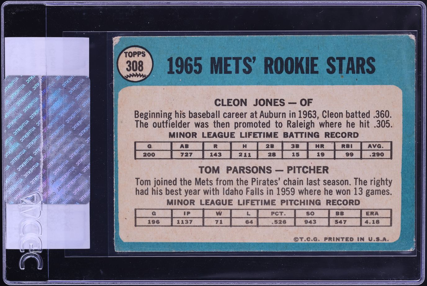 1965 Topps Mets Rookies #308 CGC AUTH