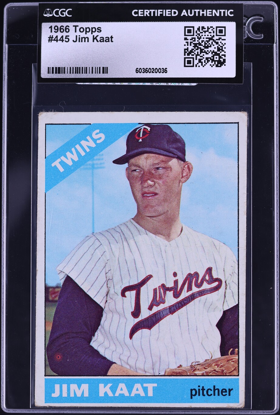 1966 Topps Jim Kaat #445 CGC AUTH