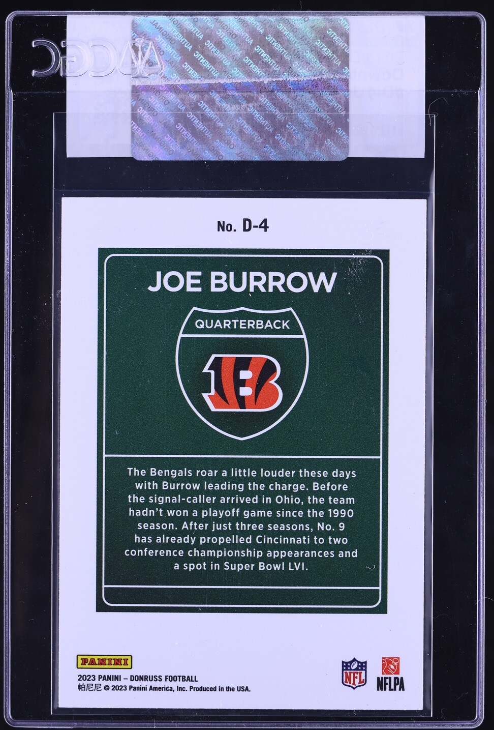 2023 Donruss Downtown Joe Burrow #D-4 CGC AUTH