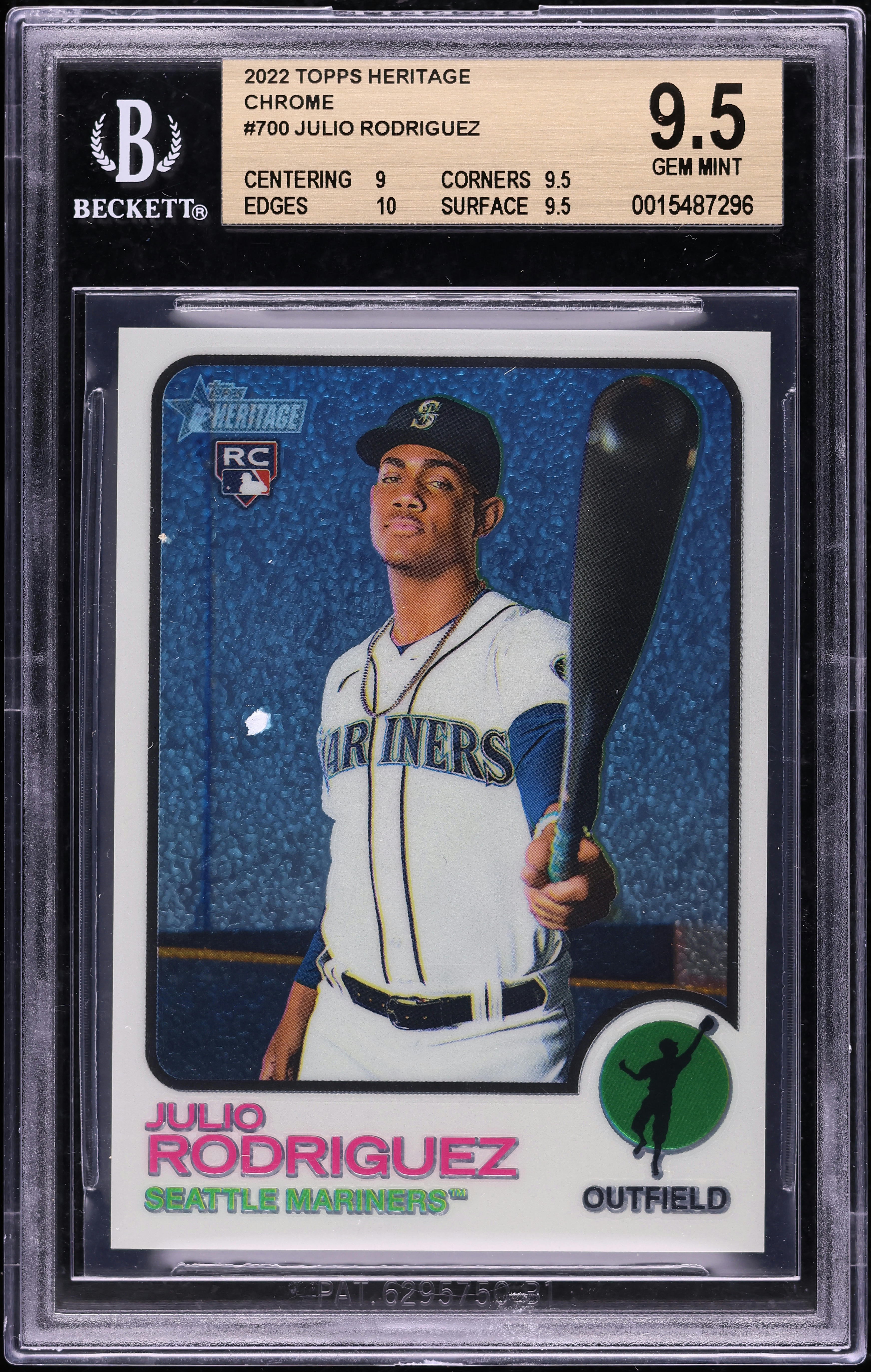 2022 Topps Heritage Chrome Julio Rodriguez ROOKIE /999 #700 BGS 
