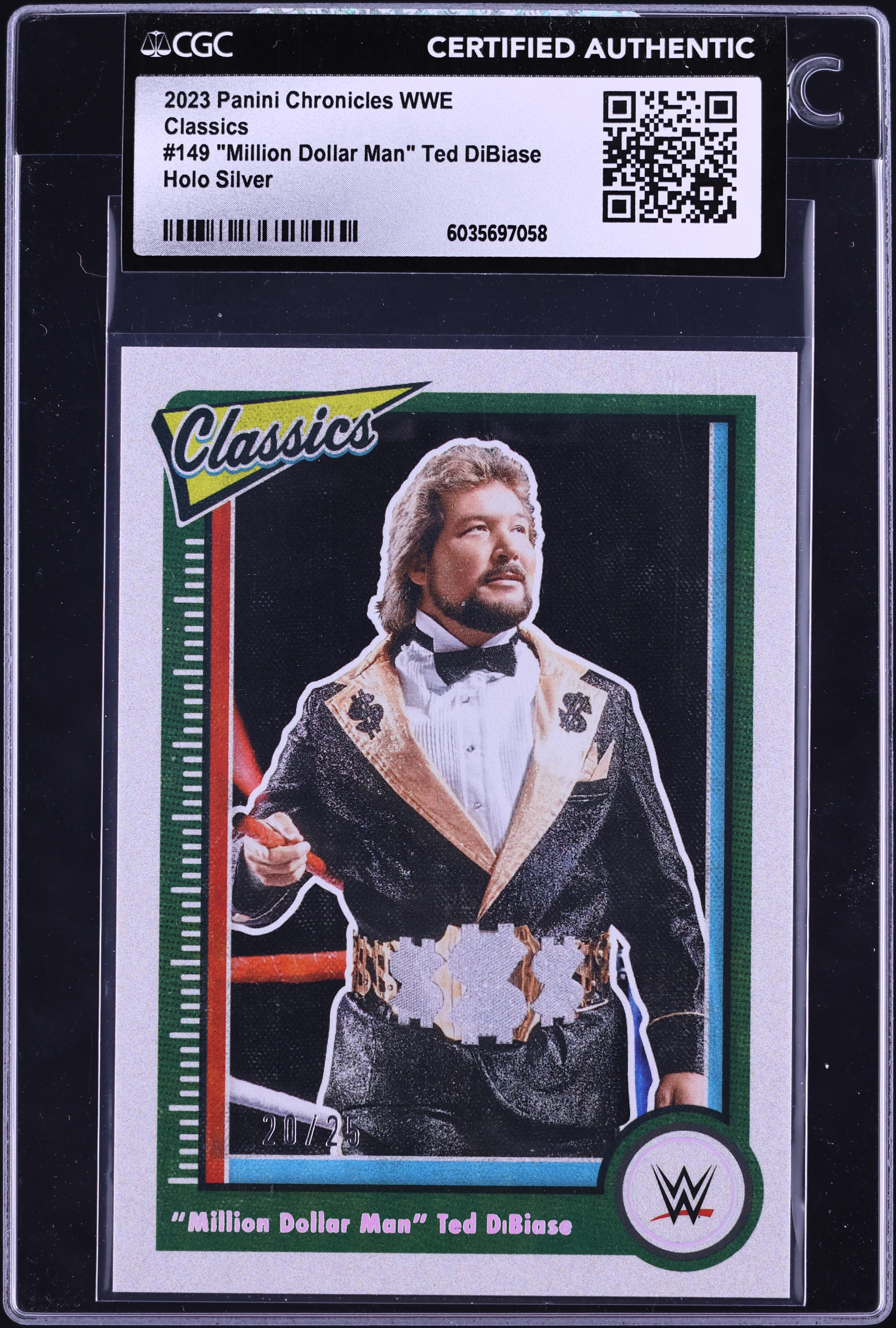 2023 Panini Chronicles WWE Classics Million Dollar Man Ted DiBiase /25 CGC  AUTH on Fanatics Collect, image size:3954x5863