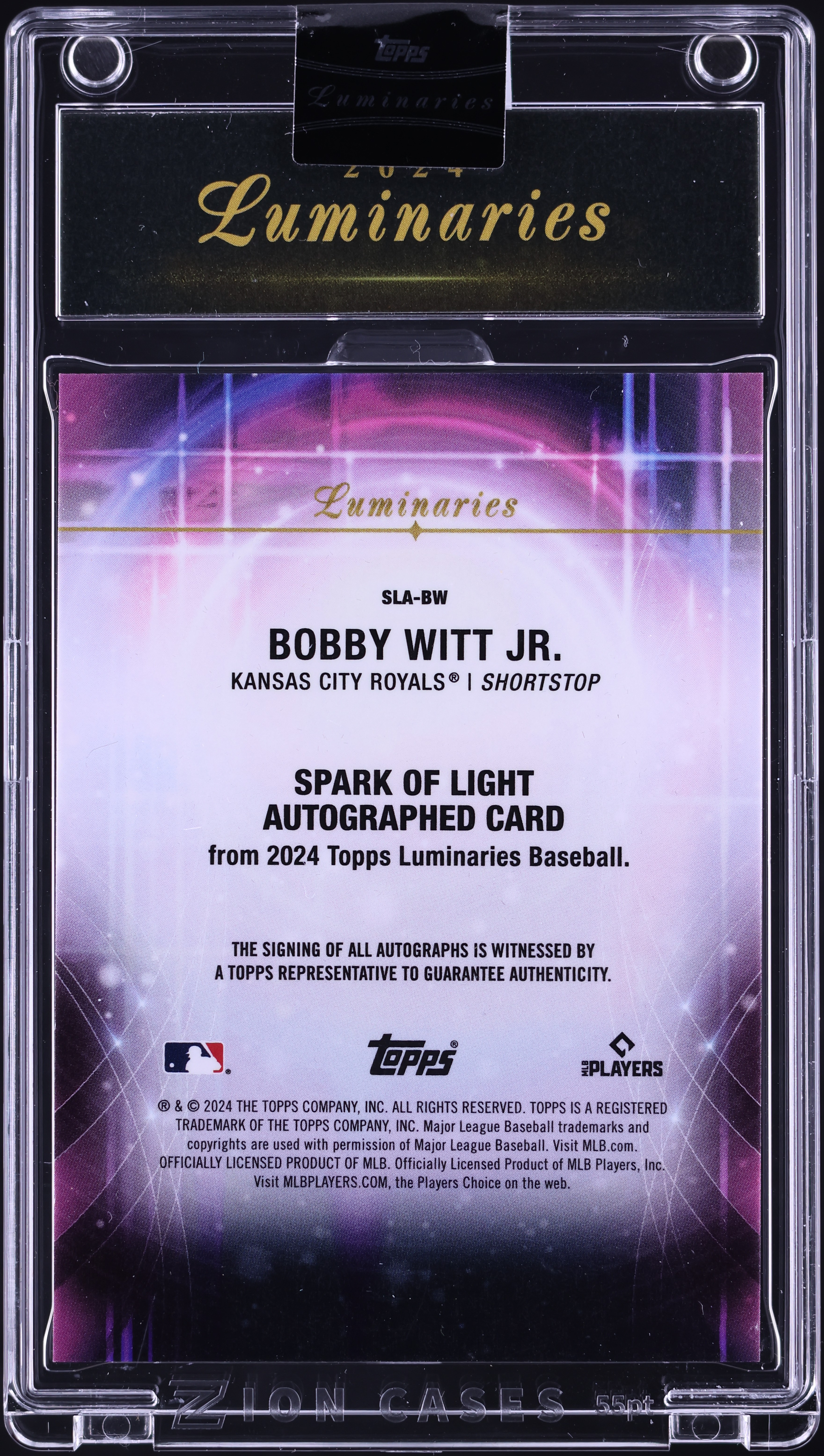 2024 Topps Luminaries Spark Of Light Bobby Witt Jr. AUTO /25 #SLA 