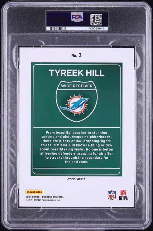 2024 Donruss Downtown! Oversize Tyreek Hill #3 PSA 10 GEM MINT