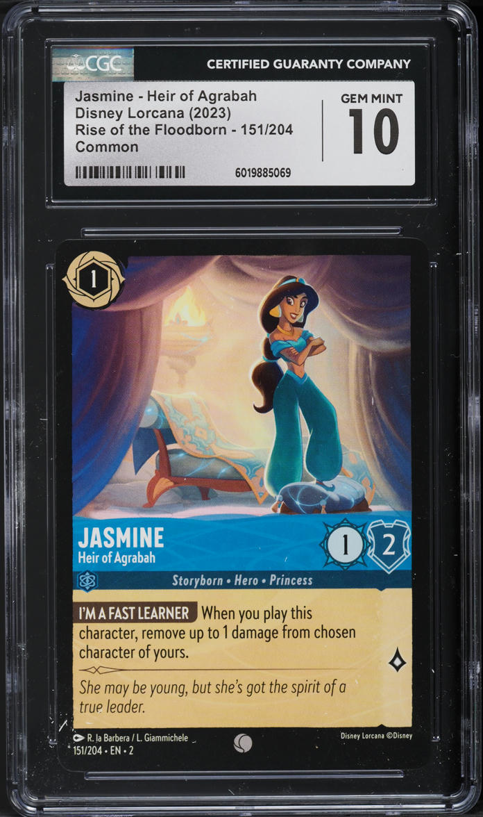 2023 Disney Lorcana Rise Of the Floodborn Jasmine Heir Agrabah #151 CGC 10 GEM