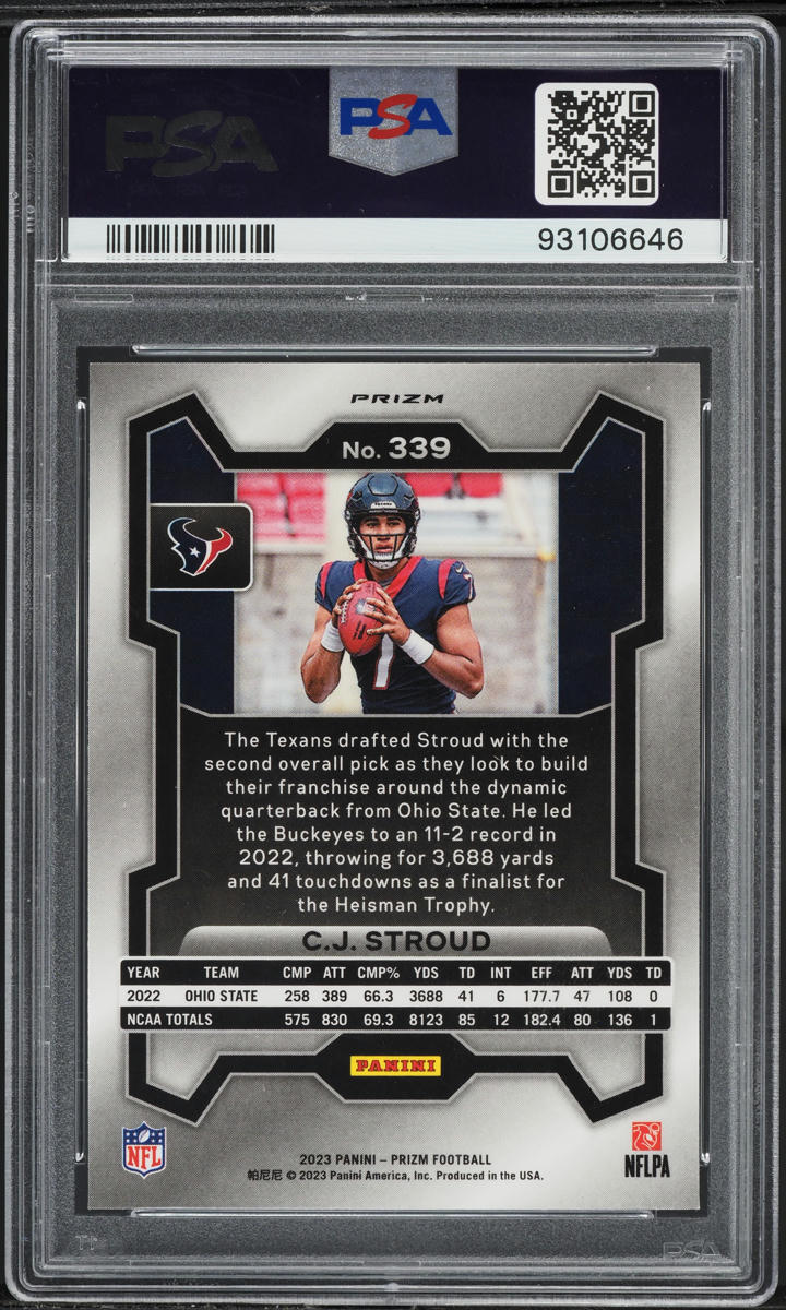 2023 Panini Prizm Silver C.J. Stroud ROOKIE #339 PSA 10 GEM MINT