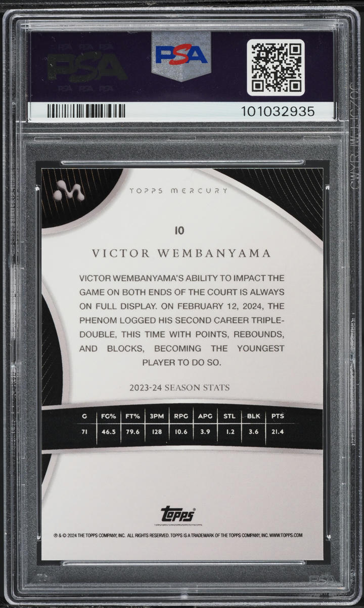 2023 Topps Mercury Texas Kaleidoscope Refractor Victor Wembanyama ROOKIE /75 #10 PSA 9 MINT