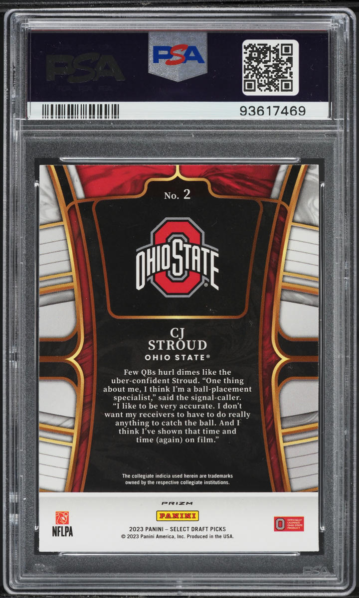 2023 Select Draft Picks Red Lazer Prizm C.J. Stroud ROOKIE #2 PSA 10 GEM MINT