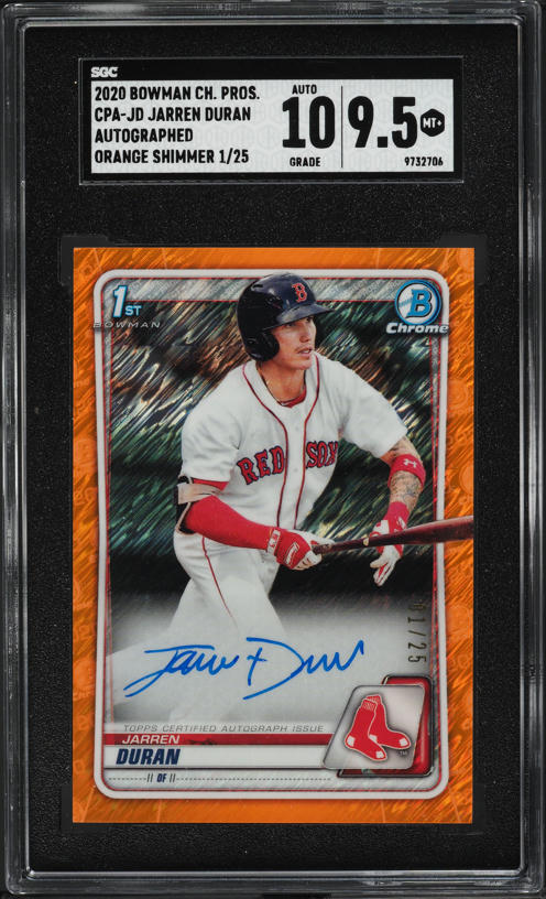 2020 Bowman Chrome Refractor Jarren Duran ROOKIE AUTO /499 #CPA-JD 