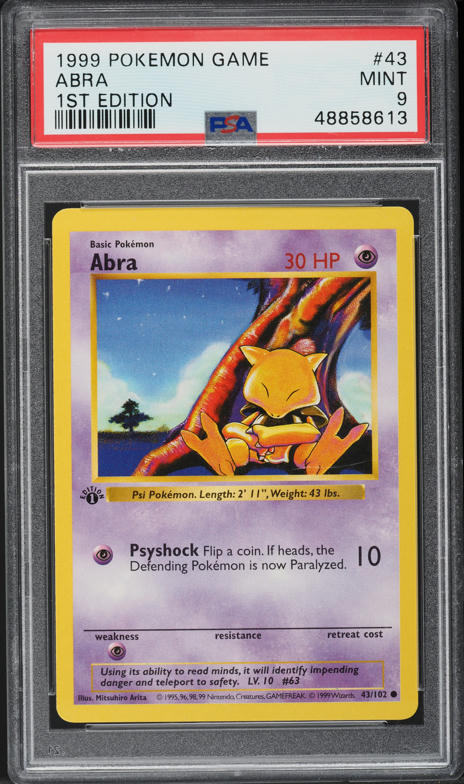 1999 Pokemon Base Set Shadowless 1st Edition Abra #43 PSA 9 MINT