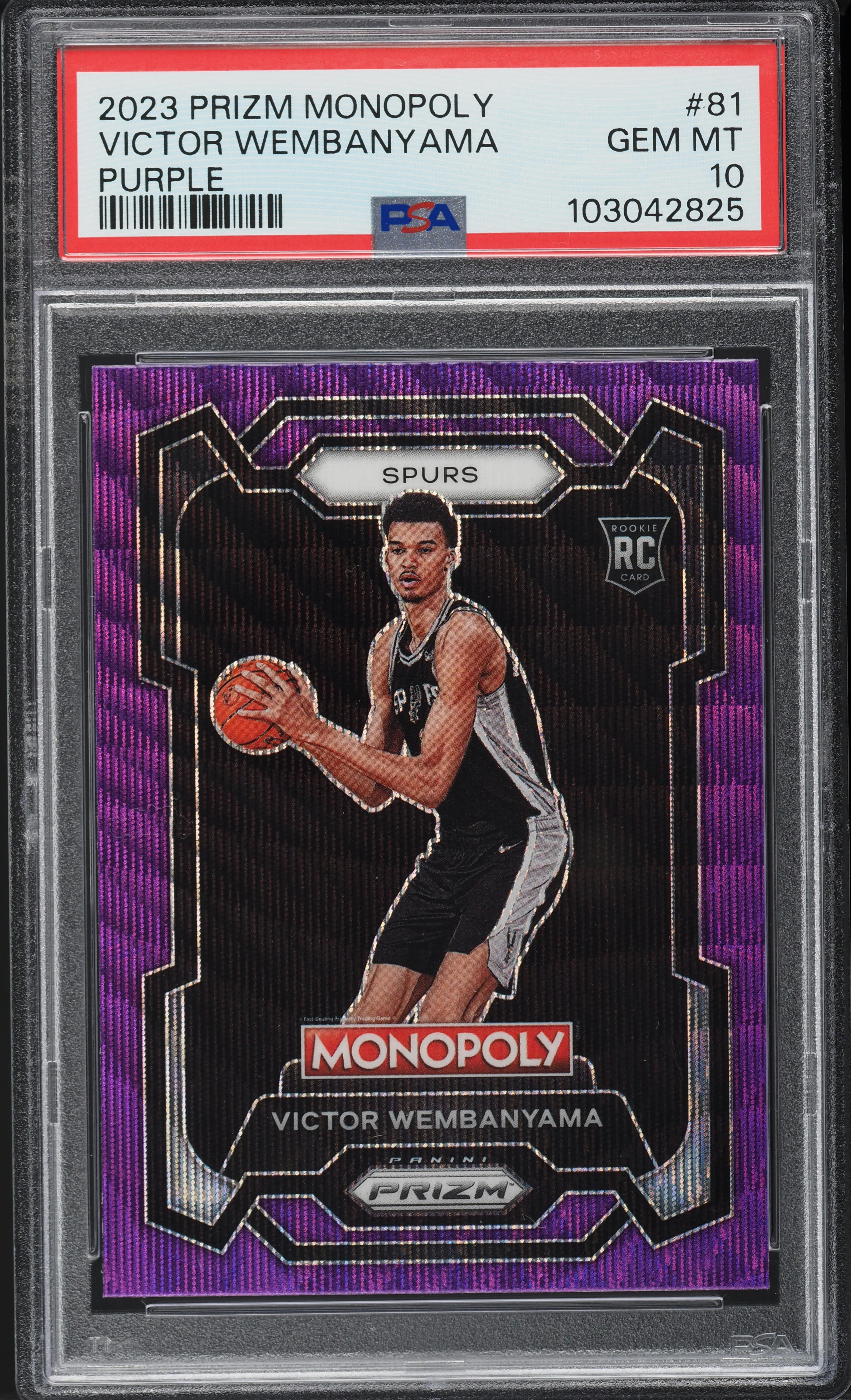 2023 Panini Prizm Monopoly Purple Victor Wembanyama ROOKIE #81 PSA