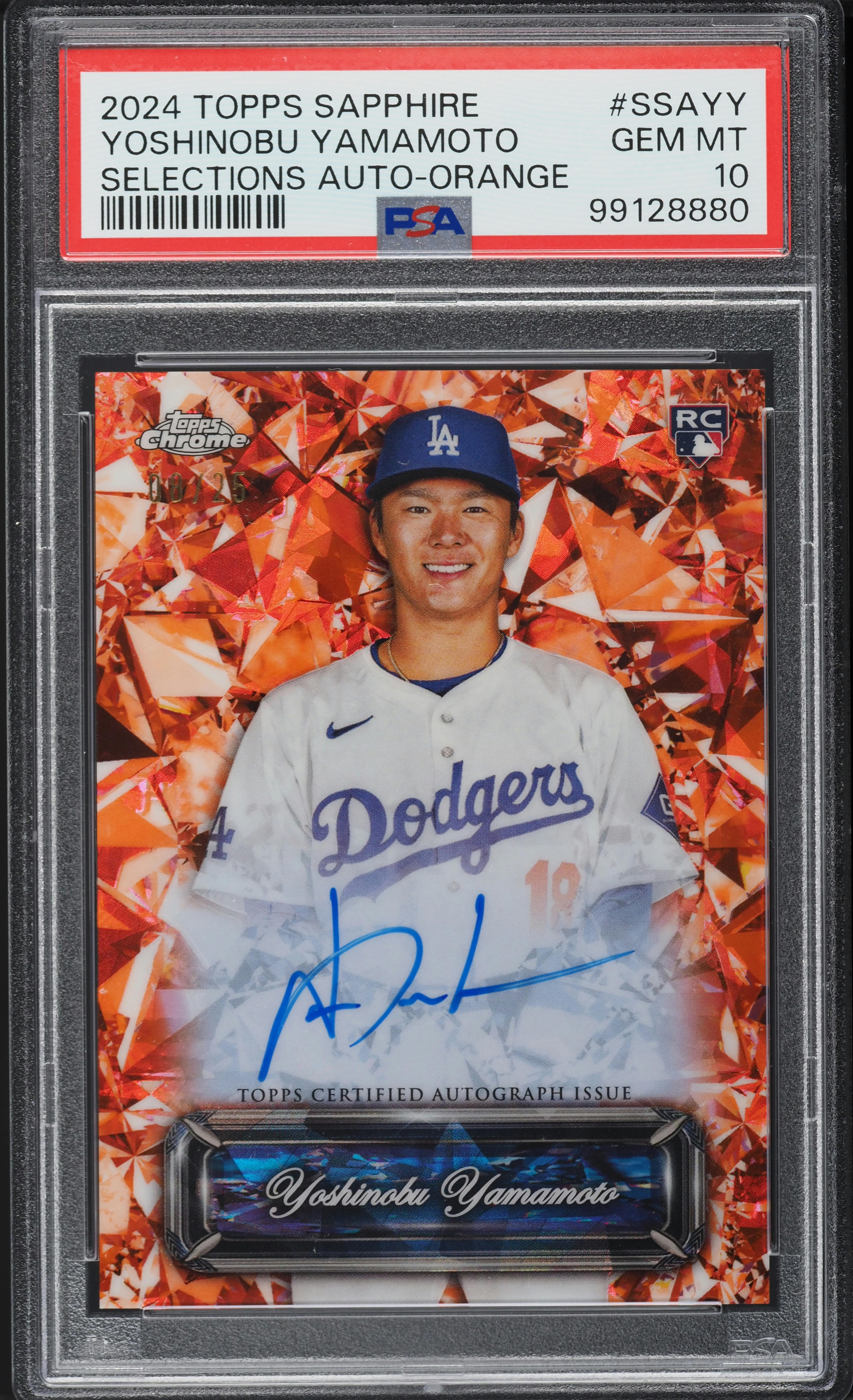 2024 Topps Chrome Sapphire Orange Yoshinobu Yamamoto ROOKIE AUTO