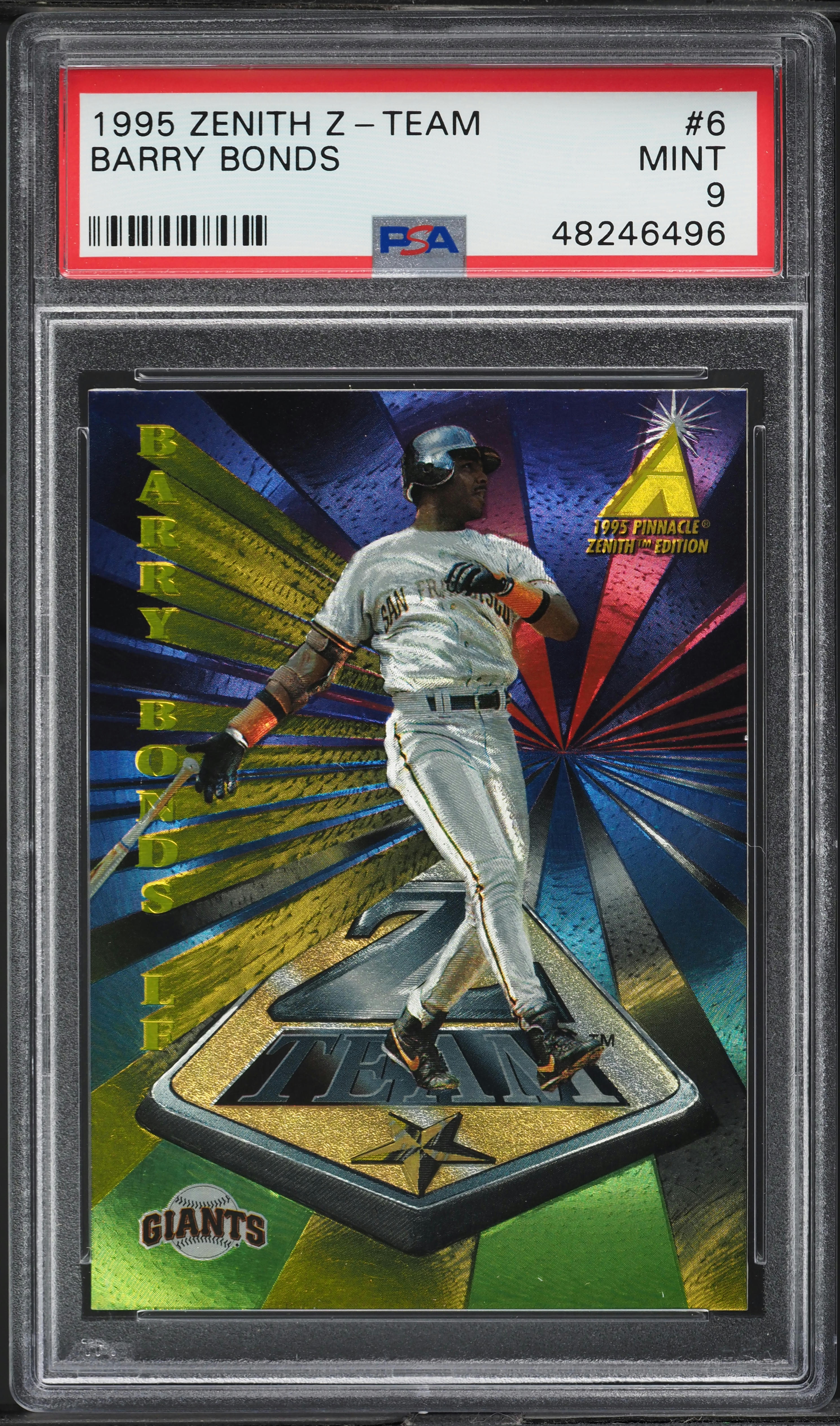 1995 Pinnacle Zenith Z-Team Barry Bonds #6 PSA 9 MINT on Fanatics