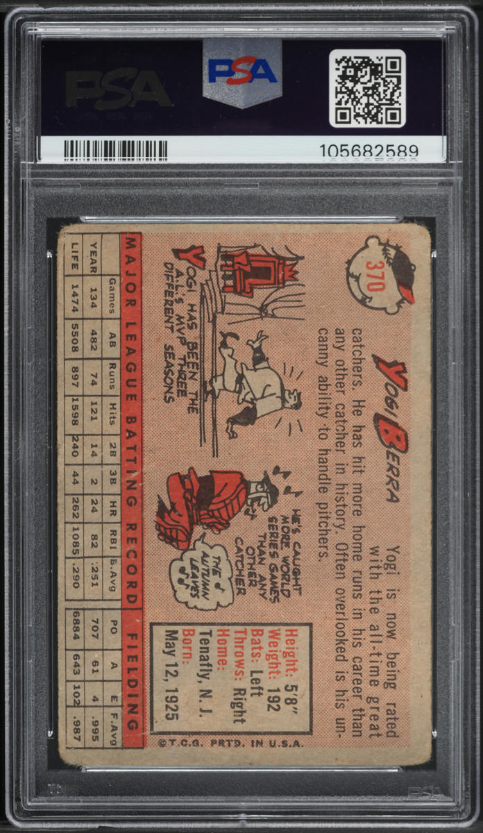 1958 Topps Yogi Berra #370 PSA 1 PR