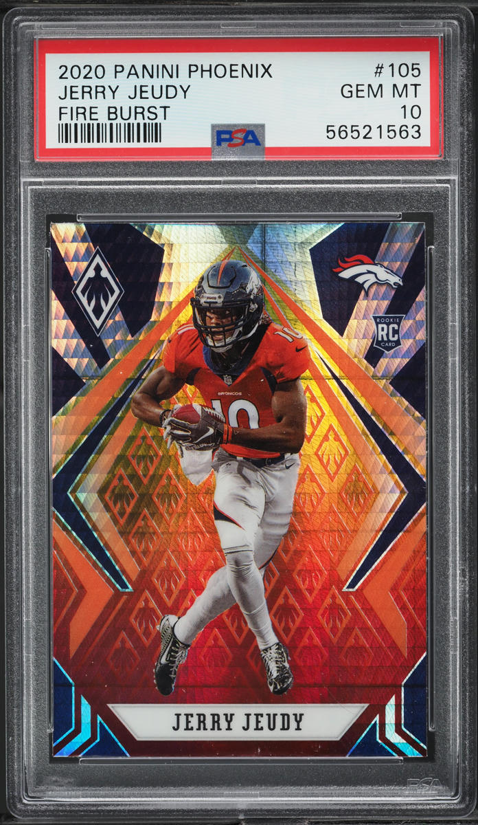 2020 Panini Phoenix Fire Burst Jerry Jeudy ROOKIE #105 PSA 10 GEM MINT