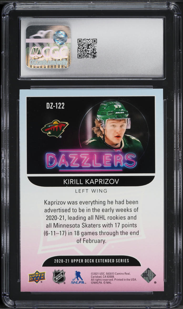 2020 Upper Deck Extended Series Dazzlers Orange Kirill Kaprizov ROOKIE CGC 10